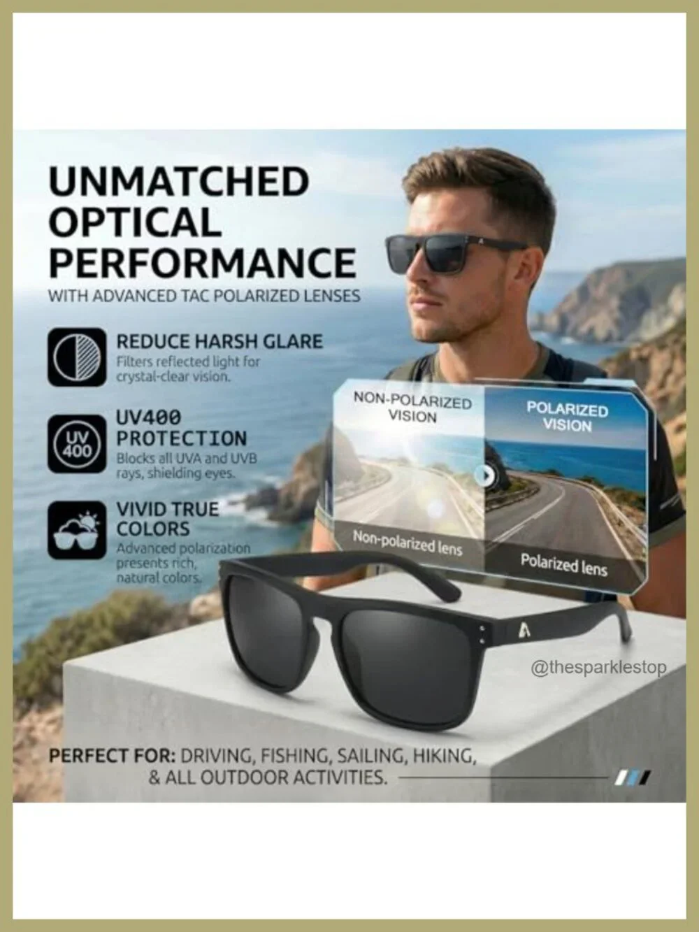 Men's Oversized Square Sunglasses Polarized UV400 Protection